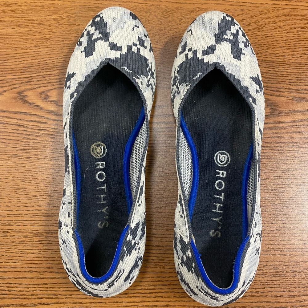 Rothy’s Ash Grey Camo Flats-Size 9 Retired Print! - Picture 1 of 13